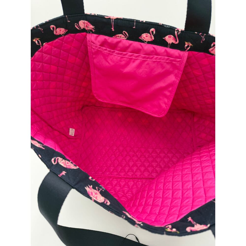 Vera Bradley Flamingo Tote Bag Blue Pink Quilted Beach Travel Preppy Large - Picture 8 of 8